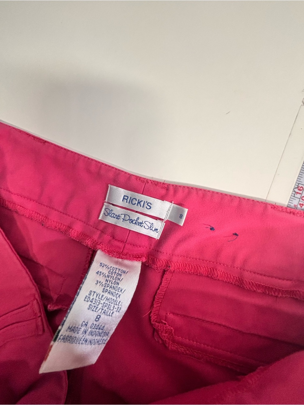 Ricki’s Size 8 Pant Lot (2 Pair) Slant Pocket Slim Pink & Plaid - Picture 2 of 10